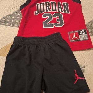 Jordan Red & Black Boys Athletic Tank and Shorts Set